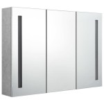 vidaXL LED Bathroom Mirror Cabinet Cement Grey - Wall-Mounted Vanity, 3 Doors, 5 Shelves, LED Lighting, 89x14x62 cm (326525)
